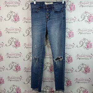 Abercrombie and Fitch Pants Distressed High-Rise Button-Fly Women’s Jeans - Blue